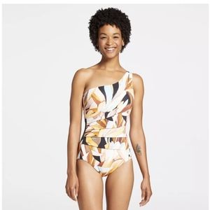 CALIA Women's Sculpt One Shoulder One Piece Swimsuit - Rust